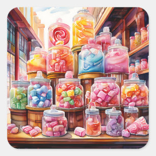 Sticker Carré Taffy vintage Candy Shop