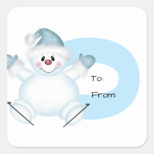 Sticker Carré Tag de Noël Stickers-Snowman