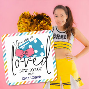 Sticker Carré Tags Cheer Bow et Megaphone Gift pour CheerLeaders