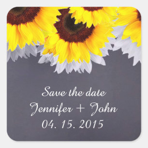 Sticker Carré Tags mariage de tournesol Chalkboard sunflwr2