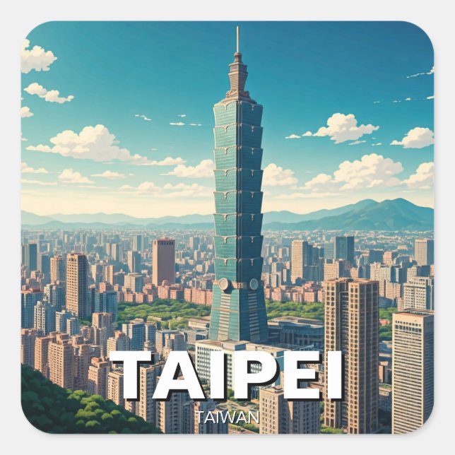 Sticker Carré Taipei 101 Taïwan (Devant)