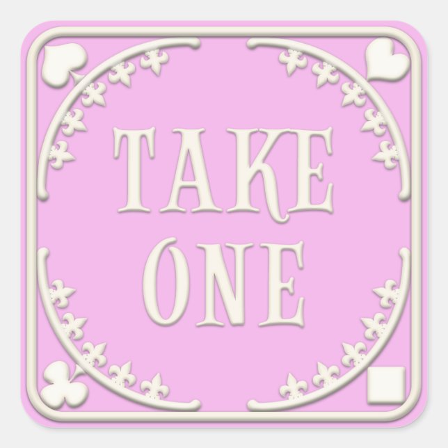Sticker Carré "Take One" Wonderland Tea Party Whimsical rose (Devant)