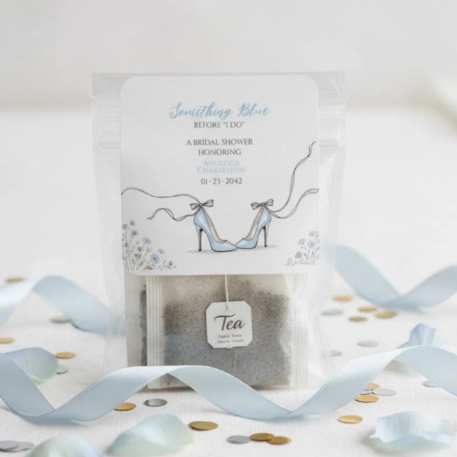 Sticker Carré Talons Bleus Clair Cadeau de Mariage (Light Blue Heels Bridal Shower Square Sticker
)