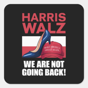 Sticker Carré Talons de Kamala Harris écrasant un chapeau rouge 