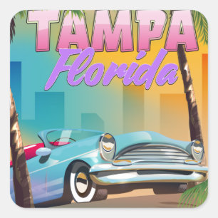 Sticker Carré Tampa Florida belle affiche de voyage.