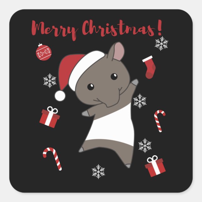 Sticker Carré Tapir Christmas Tapire Winter (Devant)