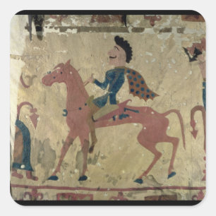 Sticker Carré Tapis dépeignant un guerrier monté