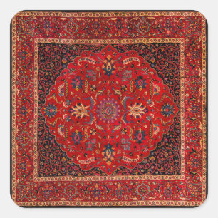 Sticker Carré Tapis perse rouge de l'autocollant Mashhad