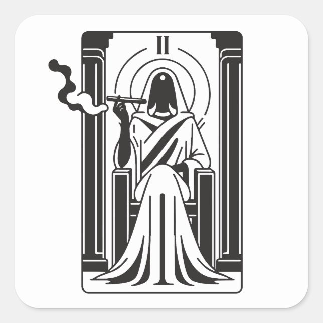 Sticker Carré Tarot High Prestess Weight Fumer Occulte (Devant)