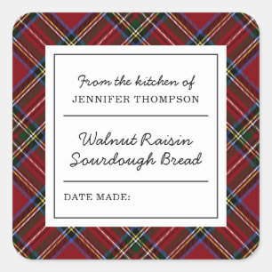 Sticker Carré Tartan Rouge Classique de Fêtes Nourriture Maison