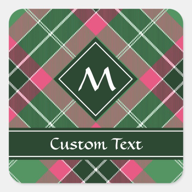 Sticker Carré Tartan vert et rose (Devant)