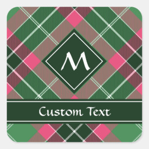 Sticker Carré Tartan vert et rose