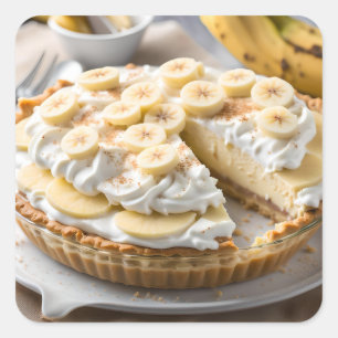 Sticker Carré Tarte à la crème de banane