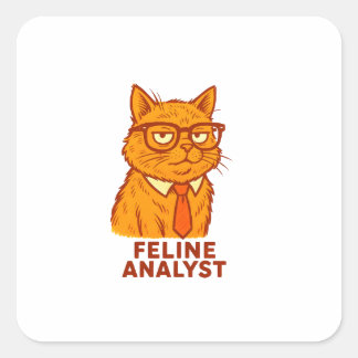 Sticker Carré Tasse Chat Analyste Rétro – Cadeau pour amateur de