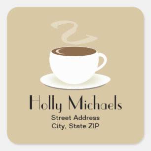 Sticker Carré Tasse d'autocollant d'adresse de café