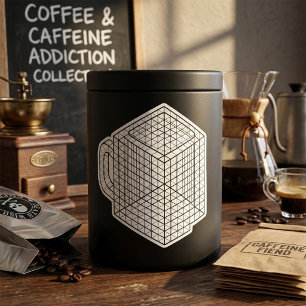 Sticker Carré Tasse de café géométrique Art de grille isométriqu