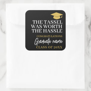 Sticker Carré Tassel valait la peine d'être Hassle - Graduation 