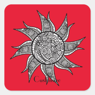 Sticker Carré Tatouage de henné Sun Thunder_Cove