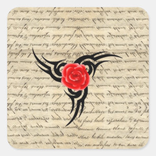 Sticker Carré Tatouage rose