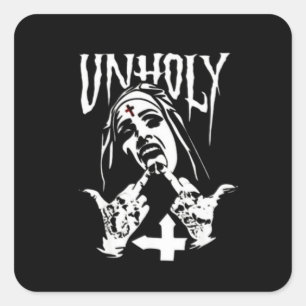 Sticker Carré Tatouages Satanique Nun contre saint