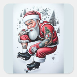Sticker Carré Tattoo Santa Claus