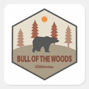 Sticker Carré Taureau De L'Oregon Wilderness Bois