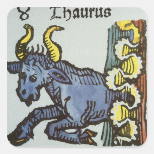 Sticker Carré Taureau le Taureau, enseignes vintage du zodiaque