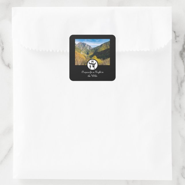 Sticker Carré Taureau noir Longhorn Taureau Silhouette Monogramm (Sac)