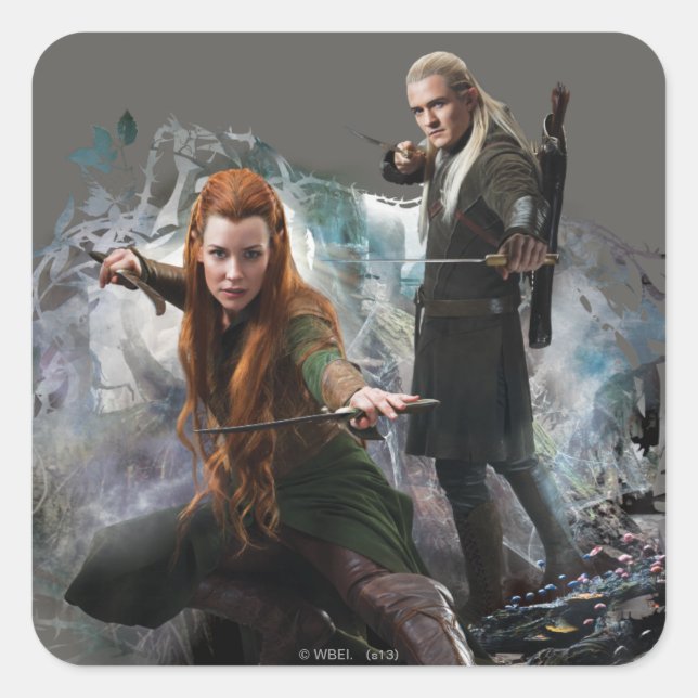 Sticker Carré TAURIEL™ et LEGOLAS GREENLEAF™ Graphique (Devant)