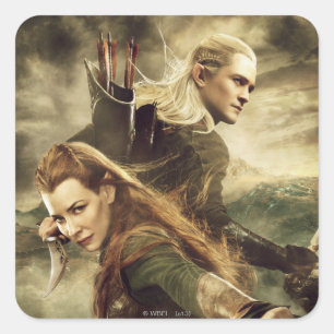 Sticker Carré TAURIEL™ et LEGOLAS GREENLEAF™ Movie Poster 3