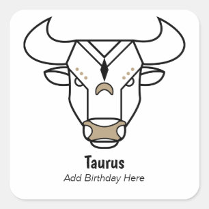 Sticker Carré Taurus le taureau noir or personnalisé zodiaque