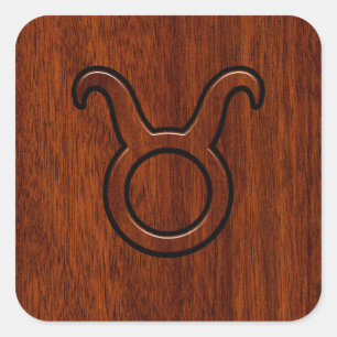 Sticker Carré Taurus Zodiac Connexion en style acajou