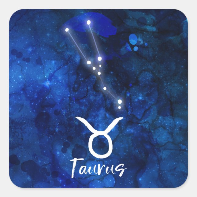 Sticker Carré Taurus Zodiac Constellation Bleu Galaxie Céleste (Devant)