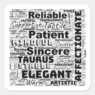 Sticker Carré Taurus Zodiac Mot Cloud Inspiration