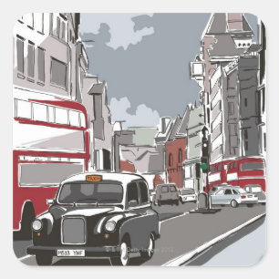 Sticker Carré Taxi à Londres