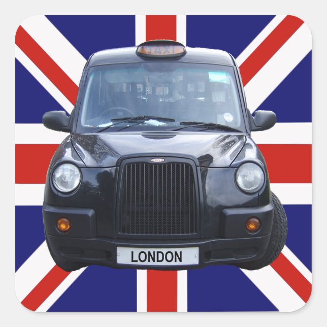 Sticker Carré Taxi noir de Londres (Devant)