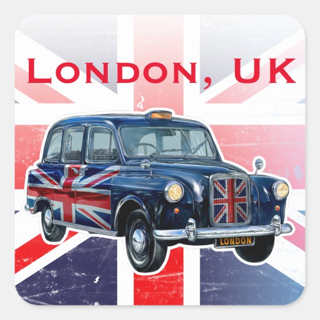 Sticker Carré Taxicab britannique classique (Devant)