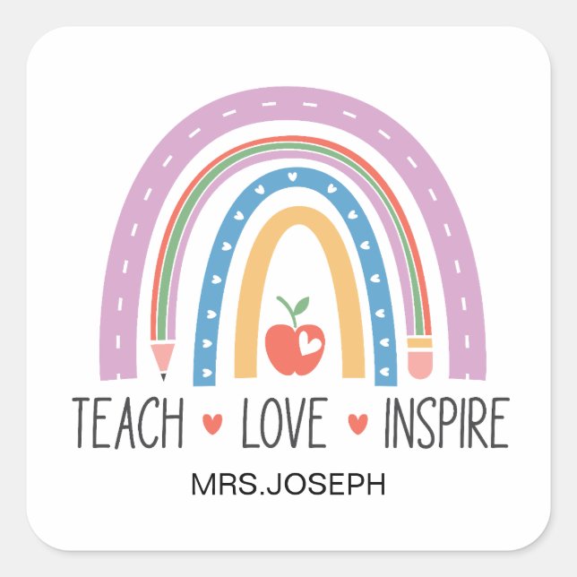 Sticker Carré Teach Love Inspire Teacher  (Devant)