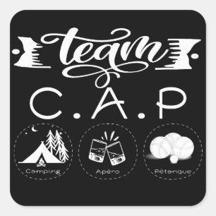 Sticker Carré Team C.A.P Camping Apéro Pétanque