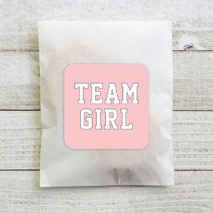 Sticker Carré Team Girl Blush Pink Baby Sexe Reveal Party