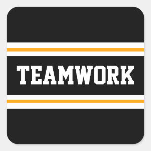 Sticker Carré TEAMWORK Sporty Black White Yellow Racing Stripes