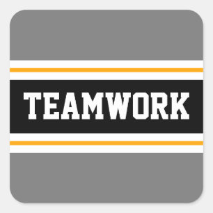 Sticker Carré TEAMWORK Sporty Grey Black White Racing Stripes
