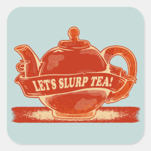 Sticker Carré Teapot Drôle Thé à Boire