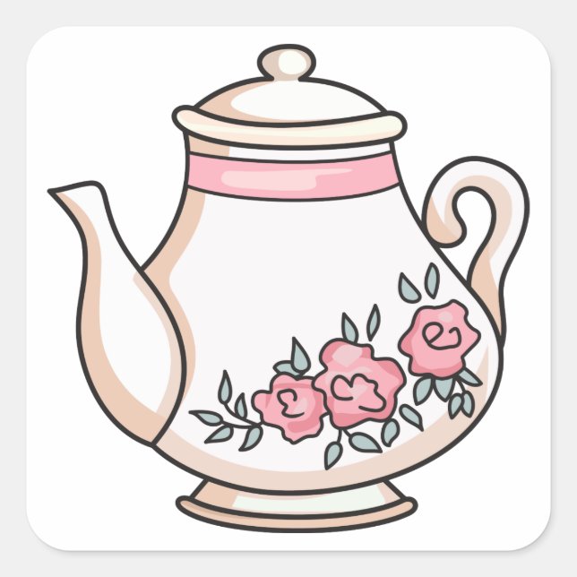Sticker Carré Teapot floral (Devant)