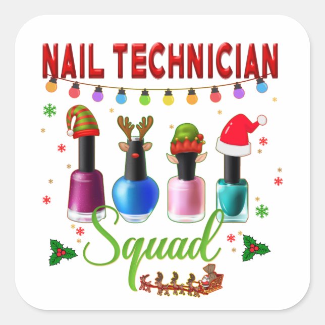 Sticker Carré Technicien de clou de Noël Propriétaires du salon  (Devant)