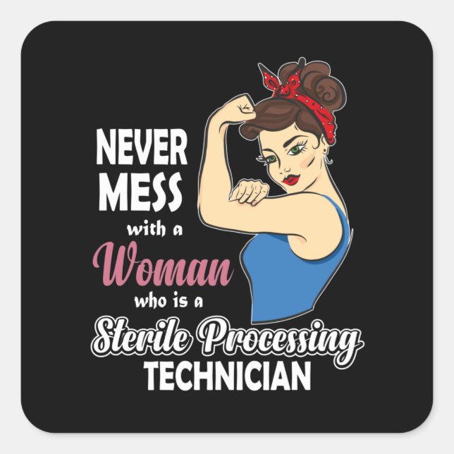Sticker Carré Technicien de traitement stérile Cadeau Femmes Aut (Devant)