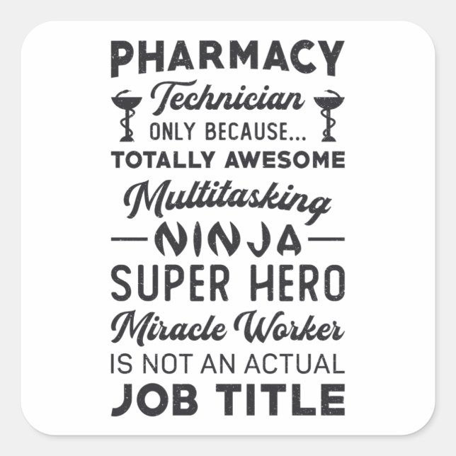 Sticker Carré Technicien en pharmacie Tech Hero Médecine Pharmac (Devant)