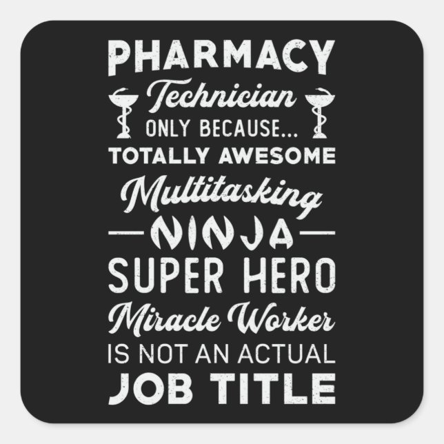 Sticker Carré Technicien en pharmacie Tech Medicine Hero Pharmis (Devant)