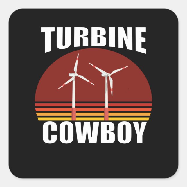 Sticker Carré Technicien en turbines éoliennes pour Turbine Tech (Devant)