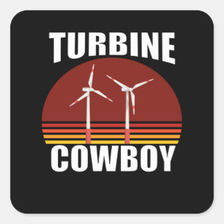 Sticker Carré Technicien en turbines éoliennes pour Turbine Tech